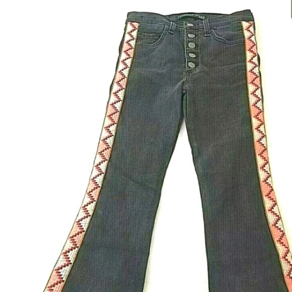 Veronica Beard Cropped Jeans Sz 24 BLACK Carolyn Baby Boot AZTEC TUXEDO Boho - Picture 2 of 16